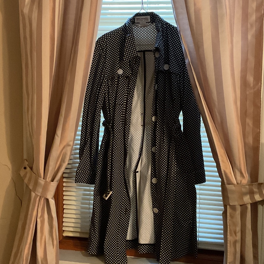 Michael Kors Black and White Polka Dot Coat